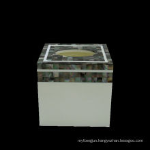 seashell tissue box Black mother of pearl shell square tissue box